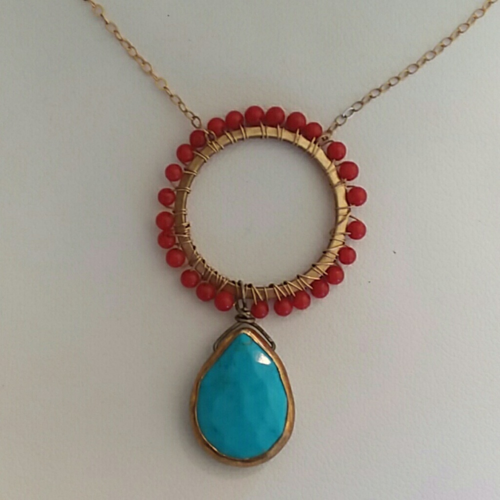 Coral and Turquoise Necklace. Designs by Ch Lovin.